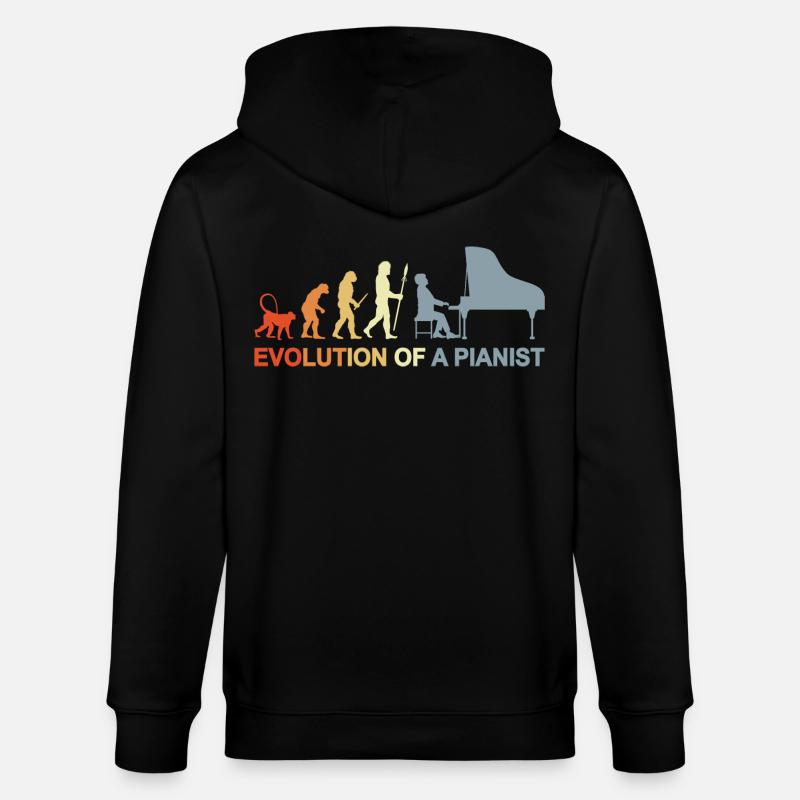 Évolution du piano - Veste à capuche bio CULTIVATOR Stanley/Stella Unisexe - noir
