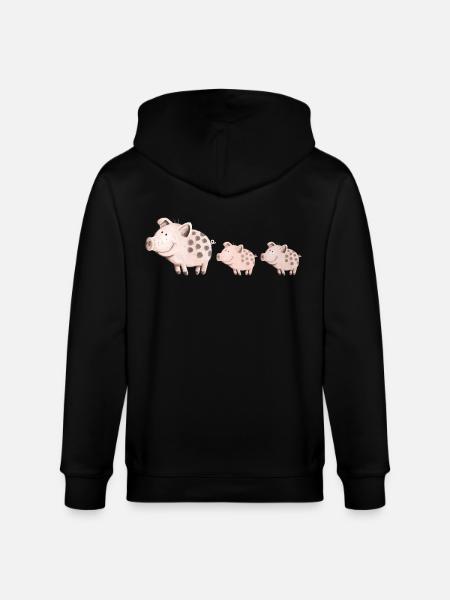 Schweine Familie - Stanley/Stella Unisex Bio-Kapuzenjacke CULTIVATOR - Schwarz