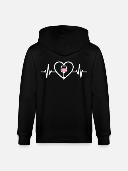 Rosé Wine Heart - Stanley/Stella CULTIVATOR  Unisex Organic Hooded Jacket - black