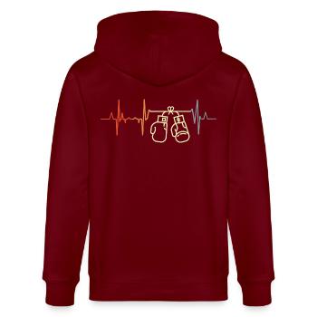 Vintage Boxer Cardiogram - Stanley/Stella CULTIVATOR  Unisex Organic Hooded Jacket - burgundy - Back - Anna (173cm)