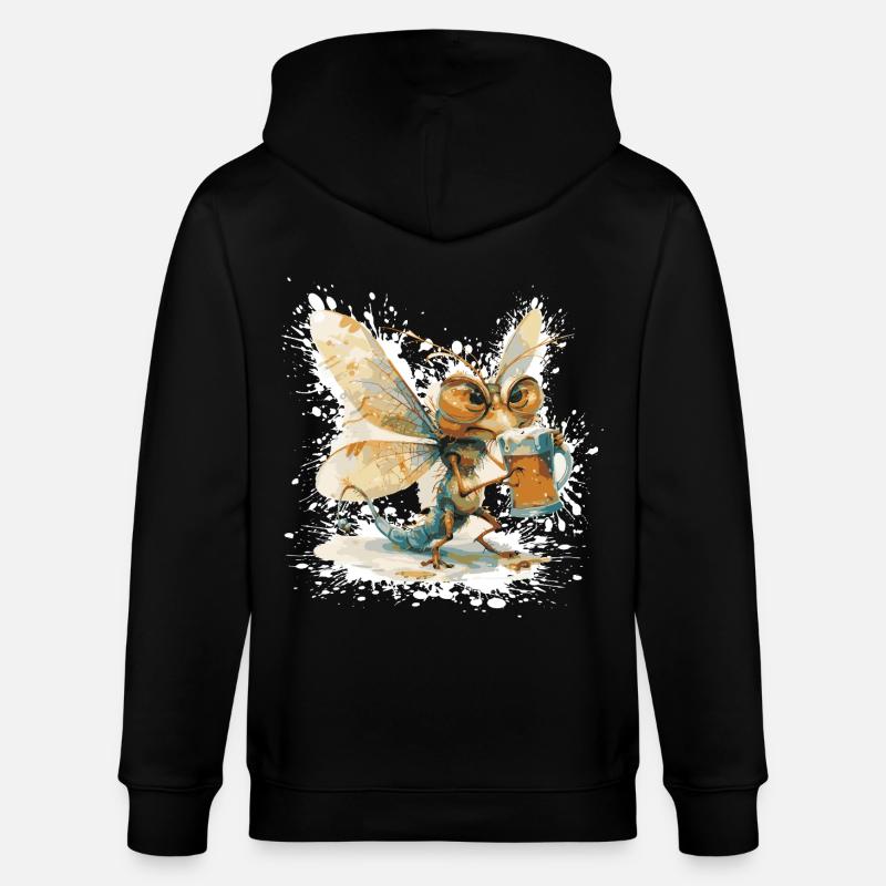 Libelle Bier Lustig - Stanley/Stella Unisex Bio-Kapuzenjacke CULTIVATOR - Schwarz