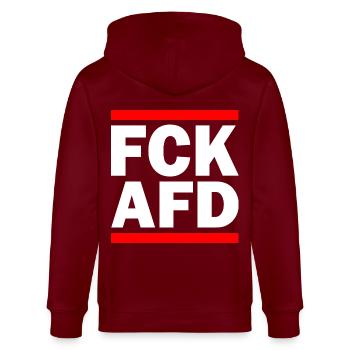 Fuck afd - Stanley/Stella CULTIVATOR  Unisex Organic Hooded Jacket - burgundy - Back - Anna (173cm)