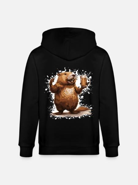 Biber Bier Lustig - Stanley/Stella Unisex Bio-Kapuzenjacke CULTIVATOR - Schwarz