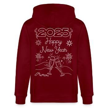 2025 Happy New Year - Stanley/Stella CULTIVATOR  Unisex Organic Hooded Jacket - burgundy - Back - Anna (173cm)