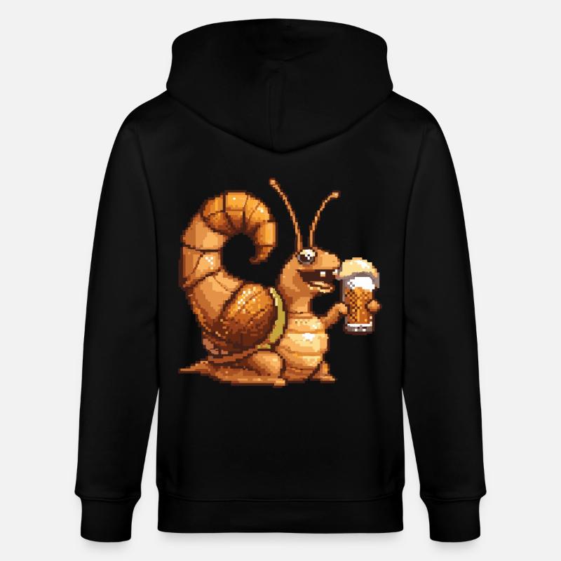 Escargot Pixel Bière - Veste à capuche bio CULTIVATOR Stanley/Stella Unisexe - noir