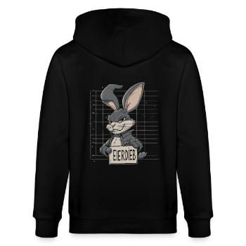 Hase Eierdieb Osterhase Mugshot Polizeifoto Ostern - Stanley/Stella Unisex Bio-Kapuzenjacke CULTIVATOR  - Schwarz - Hinten - Anna (173cm)