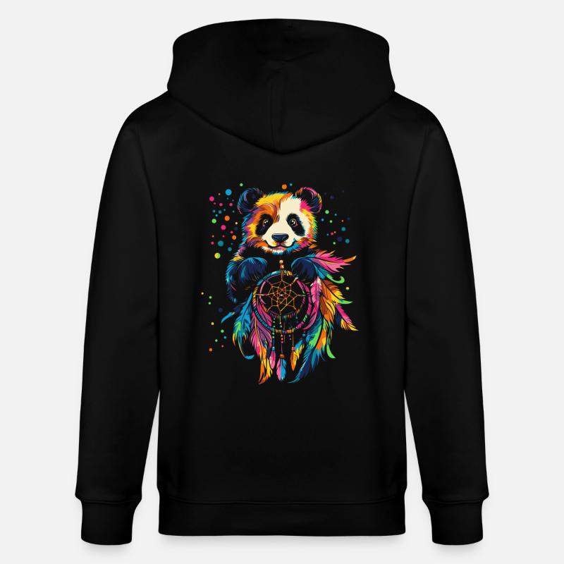 Panda avec attrape-rêves - Veste à capuche bio CULTIVATOR Stanley/Stella Unisexe - noir