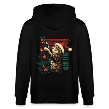 Katze Weihnachten Lichterkette Weihnachtsbaum - Stanley/Stella Unisex Bio-Kapuzenjacke CULTIVATOR  - Schwarz - Hinten - Anna (173cm)