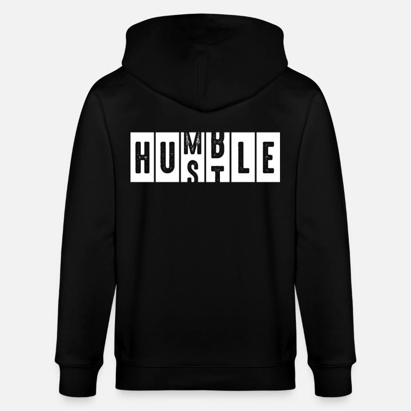 Humble Hustle Distressed Schriftzug - Stanley/Stella Unisex Bio-Kapuzenjacke CULTIVATOR - Schwarz