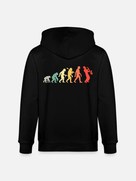 Saxophonist Evolution - Retro Saxophone Musician - Stanley/Stella CULTIVATOR Unisex Organic Hooded Jacket - black