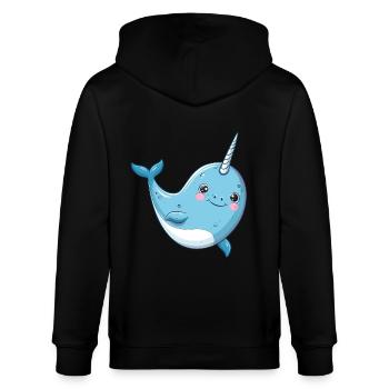 Playful Narwhal Unicorn Underwater World - Stanley/Stella CULTIVATOR  Unisex Organic Hooded Jacket - black - Back - Anna (173cm)