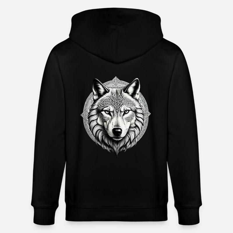 Loup avec nœud celtique 01 - Veste à capuche bio CULTIVATOR Stanley/Stella Unisexe - noir