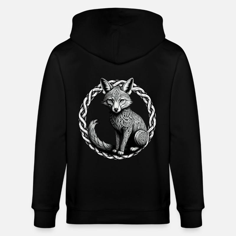 Fuchs mit keltischem Knoten 01 - Stanley/Stella Unisex Bio-Kapuzenjacke CULTIVATOR  - Schwarz
