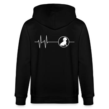 Mein Herz schlägt für Dackel – Herzlinien-Dackel - Stanley/Stella Unisex Bio-Kapuzenjacke CULTIVATOR  - Schwarz - Hinten - Anna (173cm)