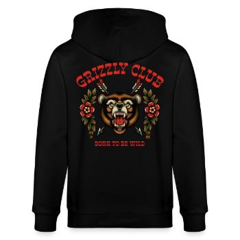 Grizzly Club - Wild Bear - Stanley/Stella CULTIVATOR  Unisex Organic Hooded Jacket - black - Back - Anna (173cm)