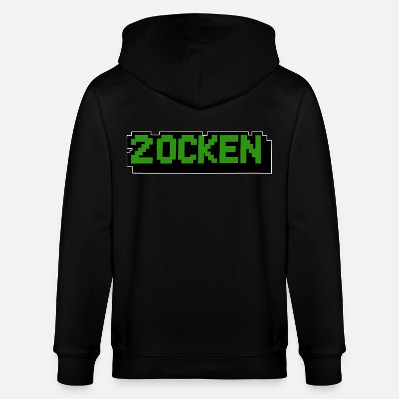 Lettering Zocken Retro Computer - Veste à capuche bio CULTIVATOR Stanley/Stella Unisexe - noir
