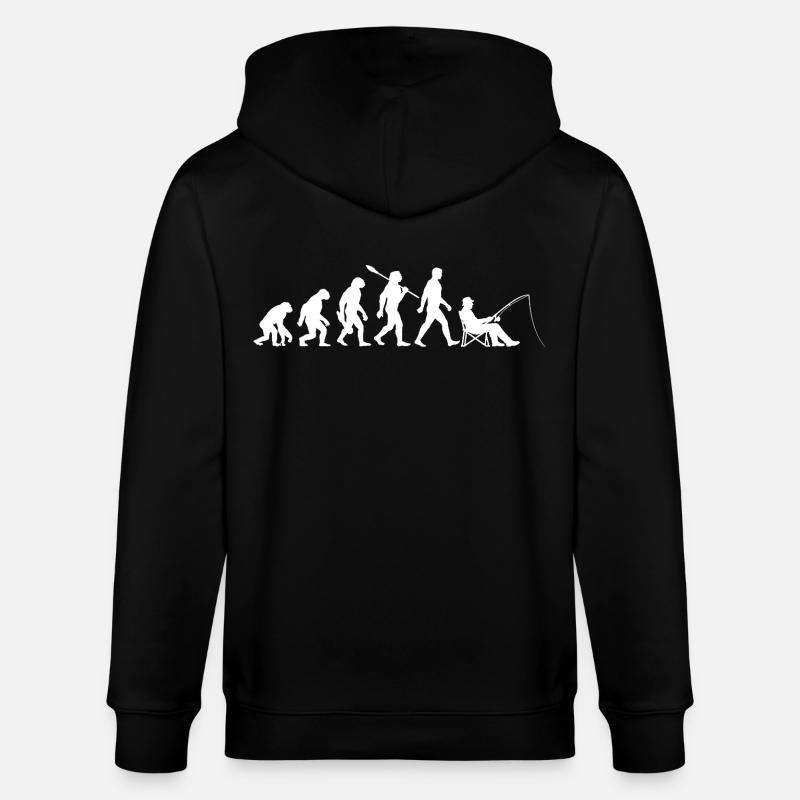 Evolution - Pêcheur, Cadeau de pêche - Veste à capuche bio CULTIVATOR Stanley/Stella Unisexe - noir