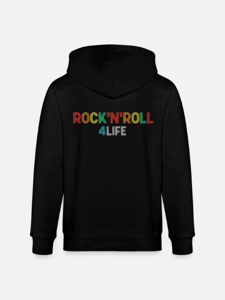 Rock'N'Roll 4 Life Retro Neon Text - Stanley/Stella CULTIVATOR Unisex Organic Hooded Jacket - black