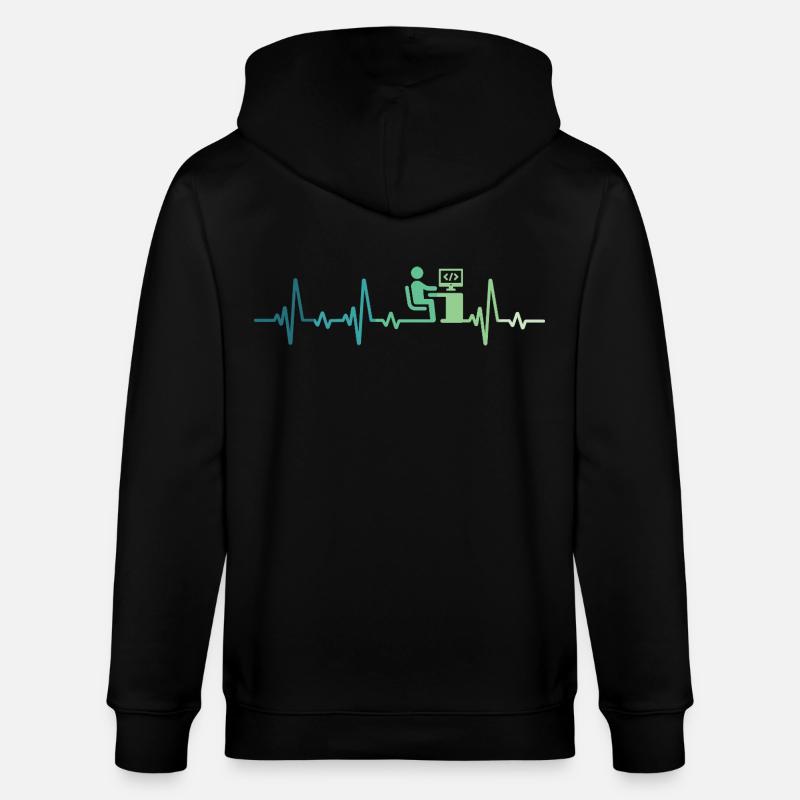 Heartbeat Programmer Developer - Stanley/Stella CULTIVATOR  Unisex Organic Hooded Jacket - black