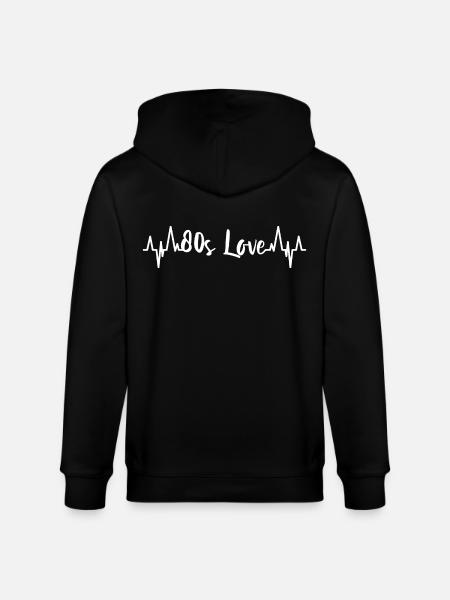 80s Love Heartbeat - Stanley/Stella CULTIVATOR  Unisex Organic Hooded Jacket - black