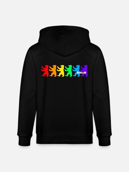 Berliner Bären / Regenbogenfarben - Stanley/Stella Unisex Bio-Kapuzenjacke CULTIVATOR - Schwarz