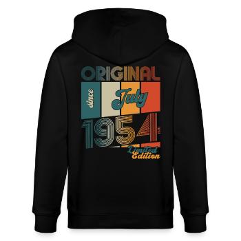 70e anniversaire Original juillet 1954 Né en 1954 - Veste à capuche bio CULTIVATOR Stanley/Stella Unisexe - noir - Dos - Anna (173cm)