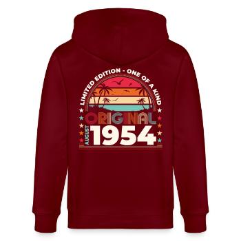 70e anniversaire original août 1954, né en 1954 - Veste à capuche bio CULTIVATOR Stanley/Stella Unisexe - bordeaux - Dos - Anna (173cm)