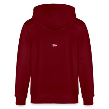 USA Latvia Flag Heart - Stanley/Stella CULTIVATOR  Unisex Organic Hooded Jacket - burgundy - Back - Anna (173cm)