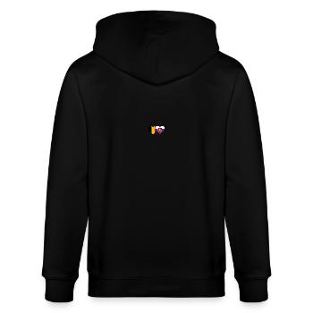 Belgien Slowakei Flagge Herz - Stanley/Stella Unisex Bio-Kapuzenjacke CULTIVATOR  - Schwarz - Hinten - Anna (173cm)
