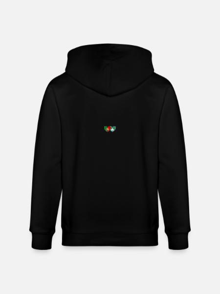 Portugal Macau Flag Heart - Stanley/Stella CULTIVATOR  Unisex Organic Hooded Jacket - black