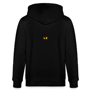 Mauritius Belgium Flag Heart - Stanley/Stella CULTIVATOR  Unisex Organic Hooded Jacket - black - Back - Anna (173cm)