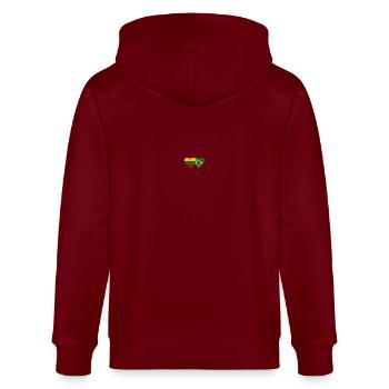 Lithuania Brazil Flag Heart - Stanley/Stella CULTIVATOR  Unisex Organic Hooded Jacket - burgundy - Back - Anna (173cm)