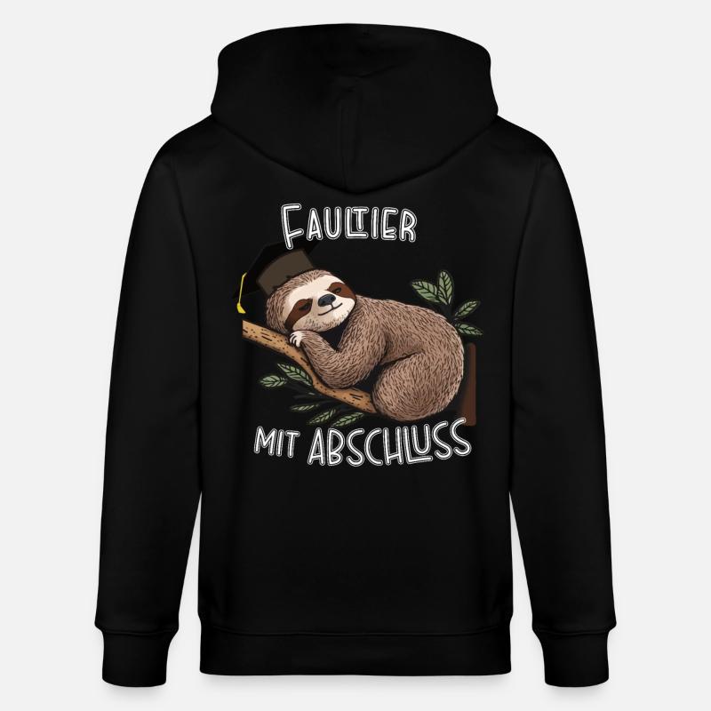 Faultier mit Abschluss - Stanley/Stella Unisex Bio-Kapuzenjacke CULTIVATOR  - Schwarz