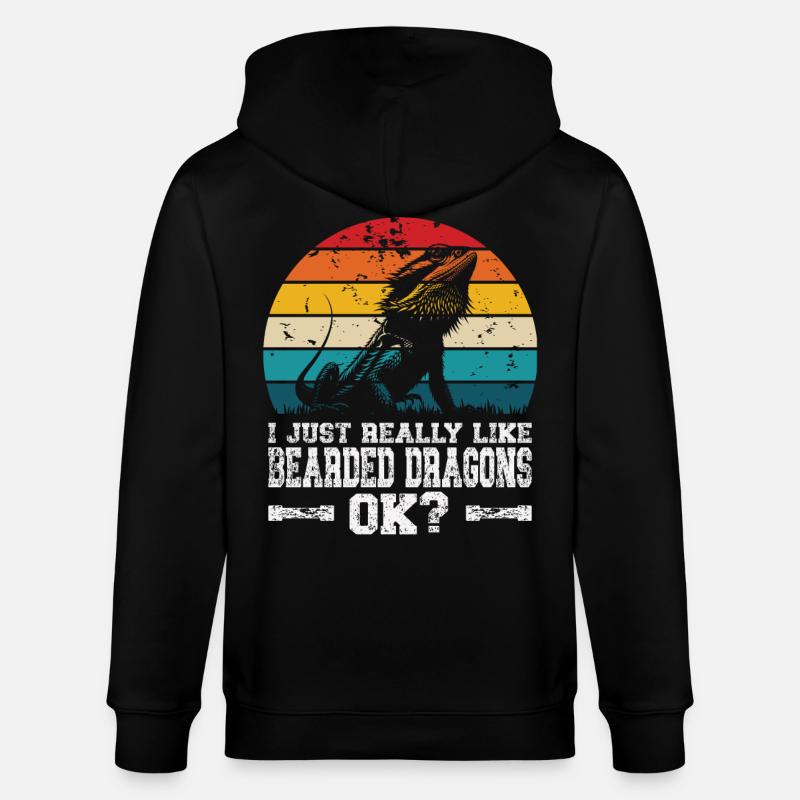J’aime les dragons barbus - Veste à capuche bio CULTIVATOR Stanley/Stella Unisexe - noir