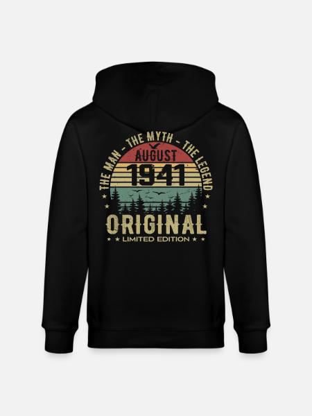 Legend Since August 1941 Birthday Gift 1941 - Stanley/Stella CULTIVATOR  Unisex Organic Hooded Jacket - black