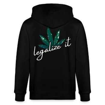 Legalize Marihuana Cannabis Weed Ganja Mary Jane - Stanley/Stella Unisex Bio-Kapuzenjacke CULTIVATOR  - Schwarz - Hinten - Anna (173cm)