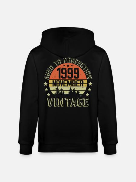 Birthday November 1999 Vintage November Gift - Stanley/Stella CULTIVATOR  Unisex Organic Hooded Jacket - black