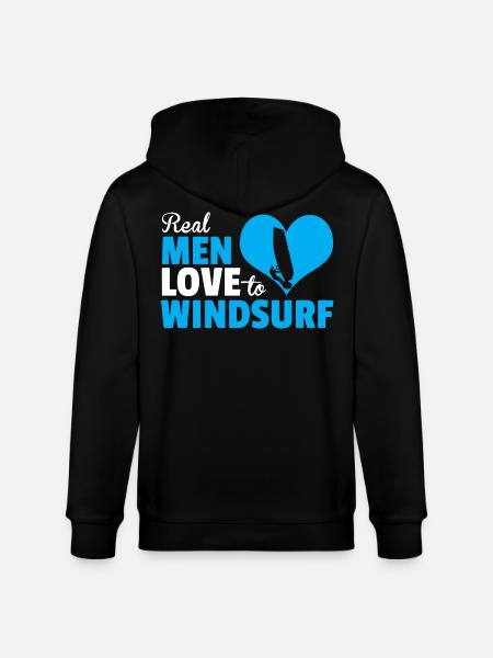 Real Men Love to Windsurfing - Stanley/Stella CULTIVATOR Unisex Organic Hooded Jacket - black