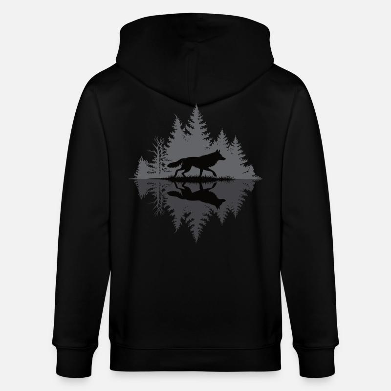 Wolf im dunklen Wald - Stanley/Stella Unisex Bio-Kapuzenjacke CULTIVATOR  - Schwarz