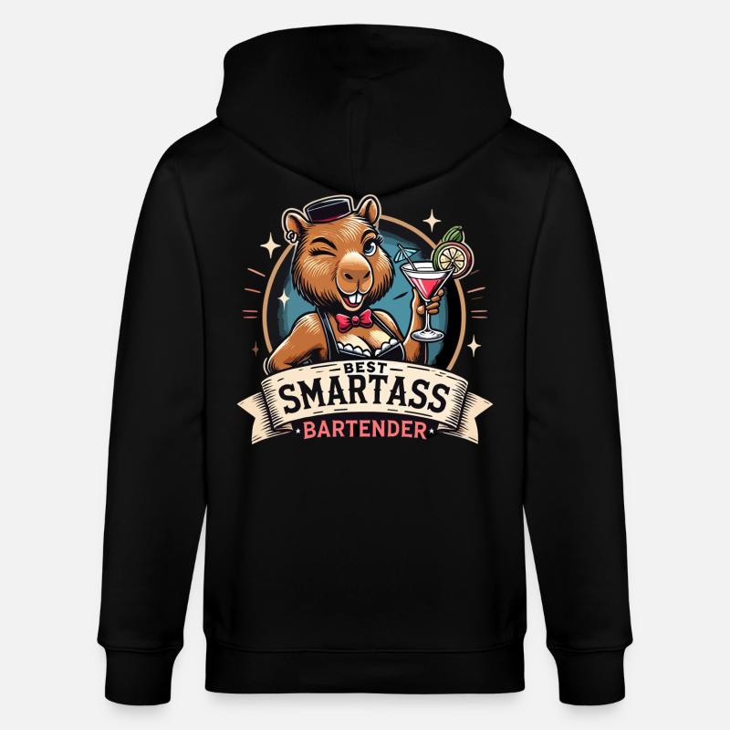 Barman Barmaid Capybara Capy Gift - Veste à capuche bio CULTIVATOR Stanley/Stella Unisexe - noir