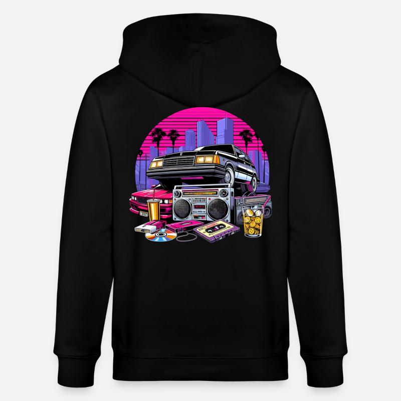 Kompaktkassette Ghettoblaster 90er Retro Geschenk - Stanley/Stella Unisex Bio-Kapuzenjacke CULTIVATOR  - Schwarz