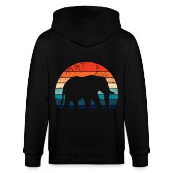 Elefant - Großwild, Stoßzahn, Elfenbein sunset - Stanley/Stella Unisex Bio-Kapuzenjacke CULTIVATOR  - Schwarz - Hinten - Anna (173cm)