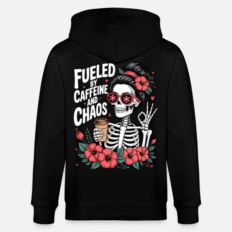 Mutter Koffein Mutter Skelett Kaffee - Stanley/Stella Unisex Bio-Kapuzenjacke CULTIVATOR - Schwarz