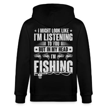 Fishing in my Head  - Stanley/Stella Unisex Bio-Kapuzenjacke CULTIVATOR  - Schwarz - Hinten - Anna (173cm)