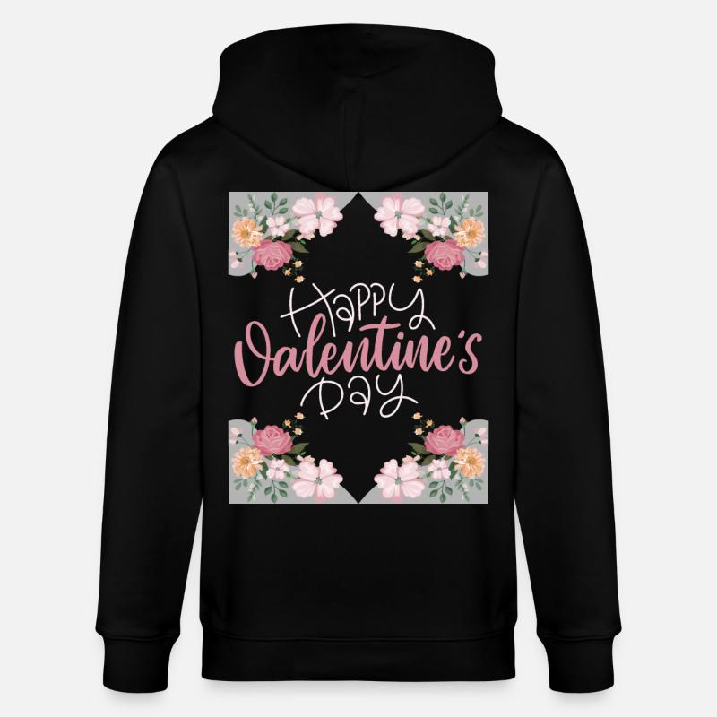 Saint-Valentin, Joyeuse-Saint-Valentin, dicton, fleurs - Veste à capuche bio CULTIVATOR Stanley/Stella Unisexe - noir
