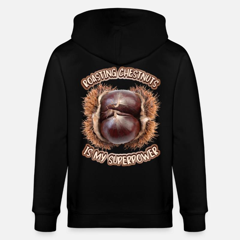 Châtaignes, châtaignes grillées, châtaignes, dicton - Veste à capuche bio CULTIVATOR Stanley/Stella Unisexe - noir