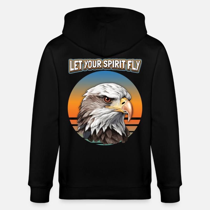 Eagle Motif, Eagle Illustration, Saying - Stanley/Stella CULTIVATOR  Unisex Organic Hooded Jacket - black