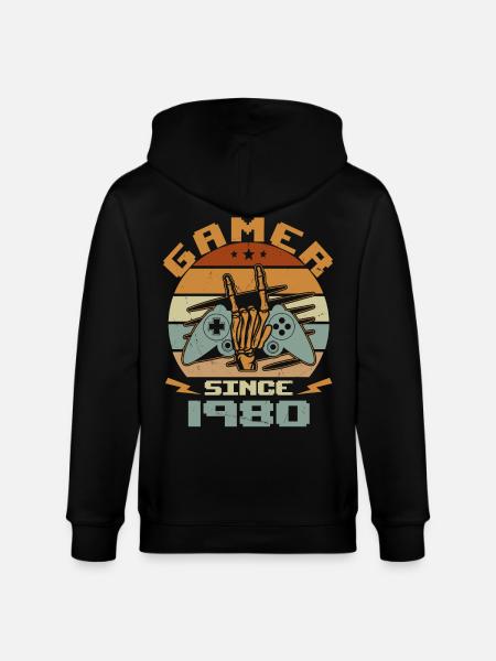 Gamer siden 1980 - Gaming fødselsdagsgave 1980 - Stanley/Stella økologisk unisex-hættejakke CULTIVATOR  - sort