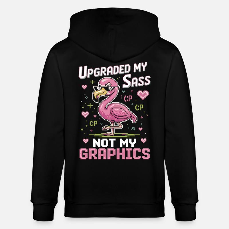 Flamant rose pixel avec attitude - Veste à capuche bio CULTIVATOR Stanley/Stella Unisexe - noir