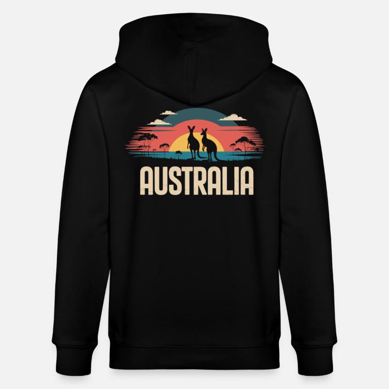 Australien mit Kängurus im Outback - Stanley/Stella Unisex Bio-Kapuzenjacke CULTIVATOR - Schwarz